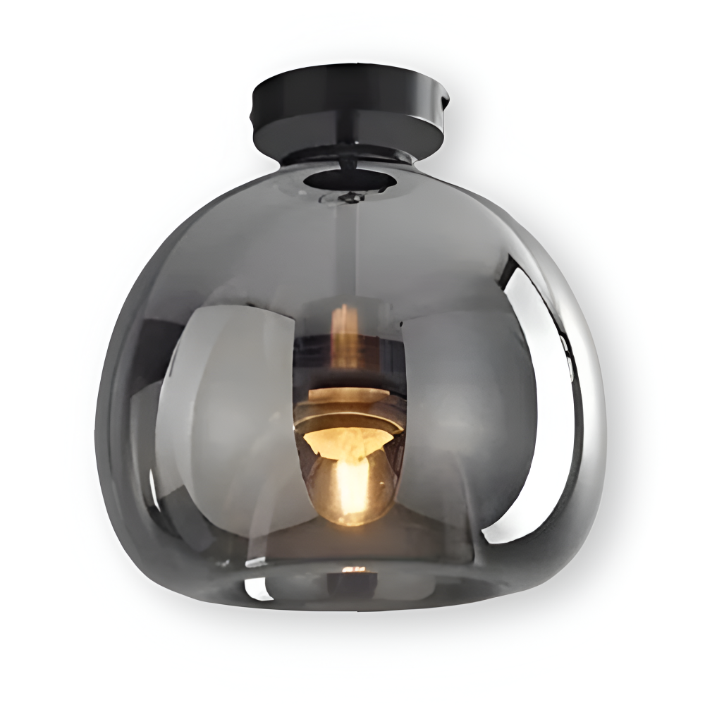 DecoRound Taklampa - Semi Flush Mount Svart Guld Rund Glas LED Taklampa