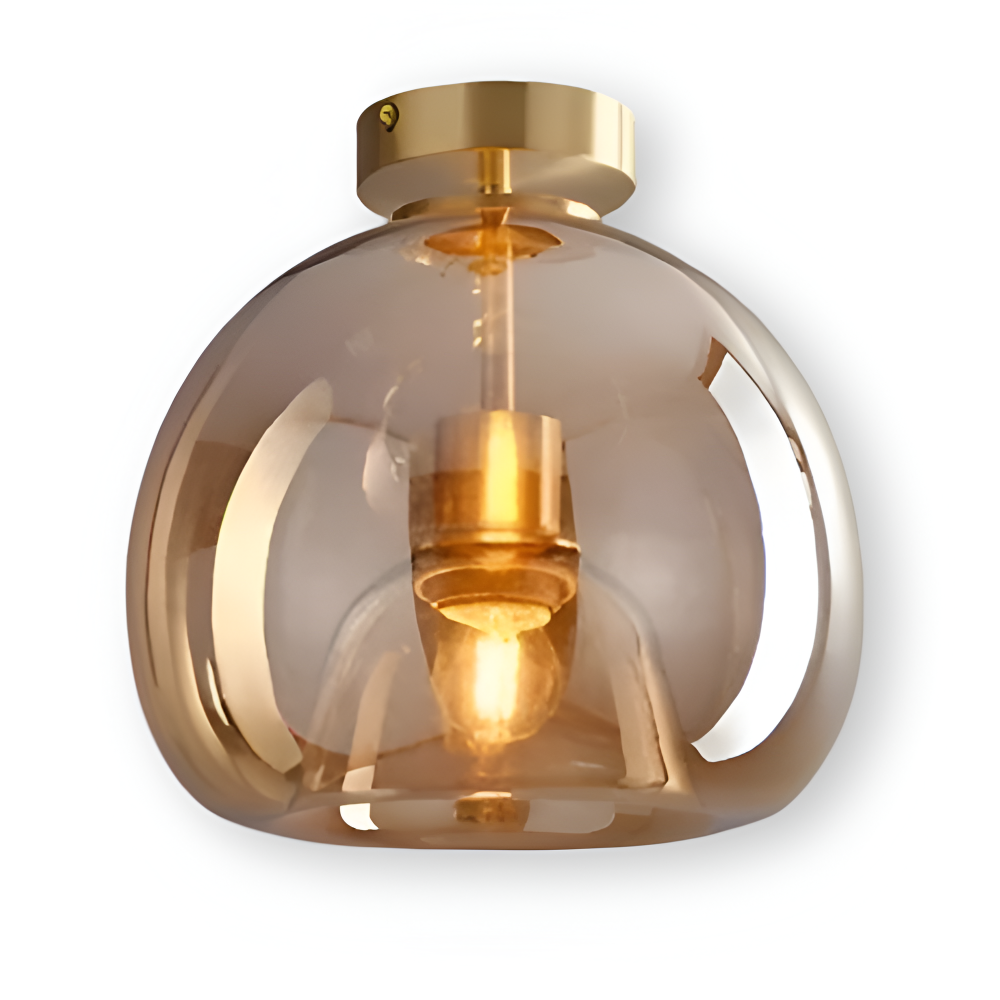 DecoRound Taklampa - Semi Flush Mount Svart Guld Rund Glas LED Taklampa