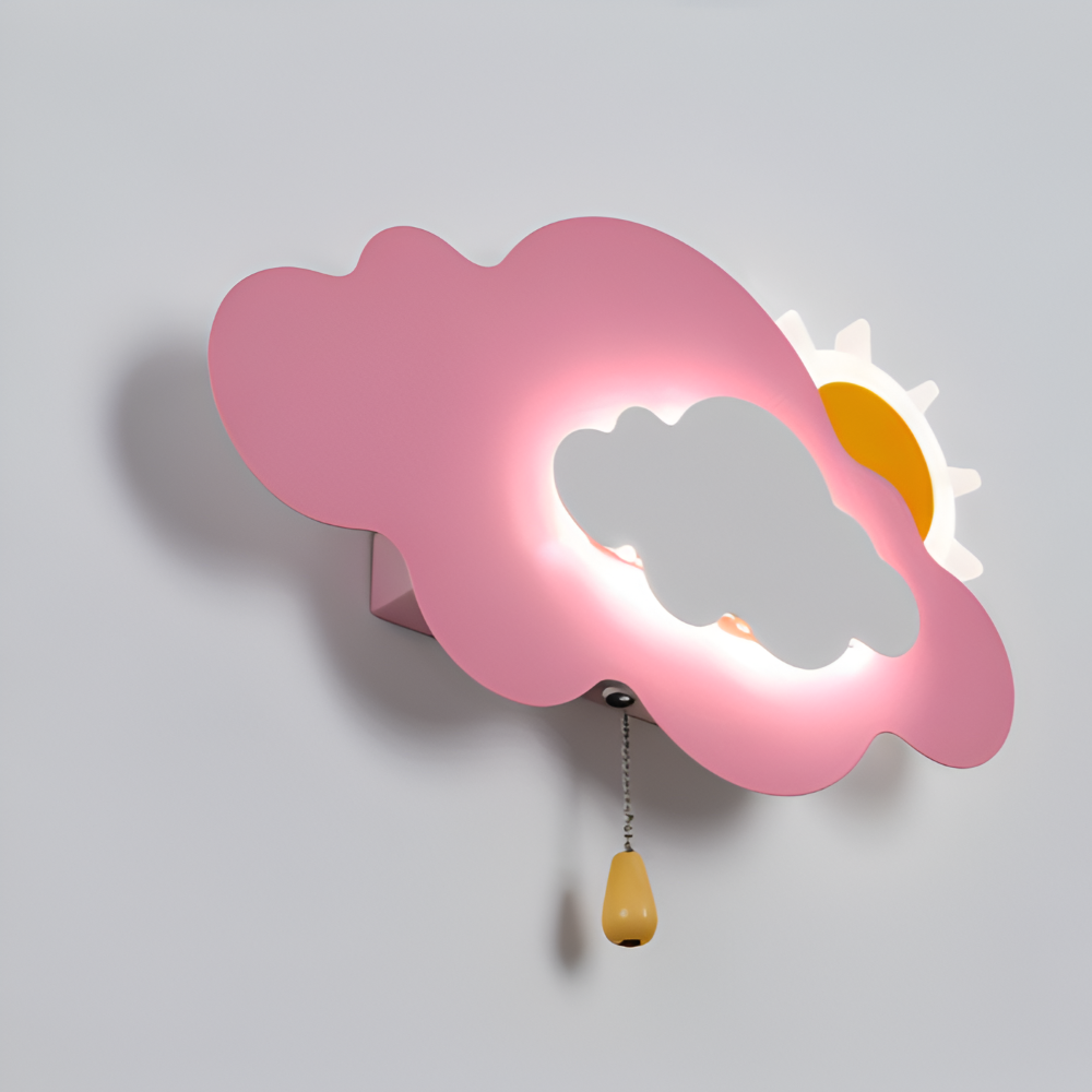 DreamyFloat Vägglampa - Livliga moln och sol LED vägglampa - Barnrumsbelysning