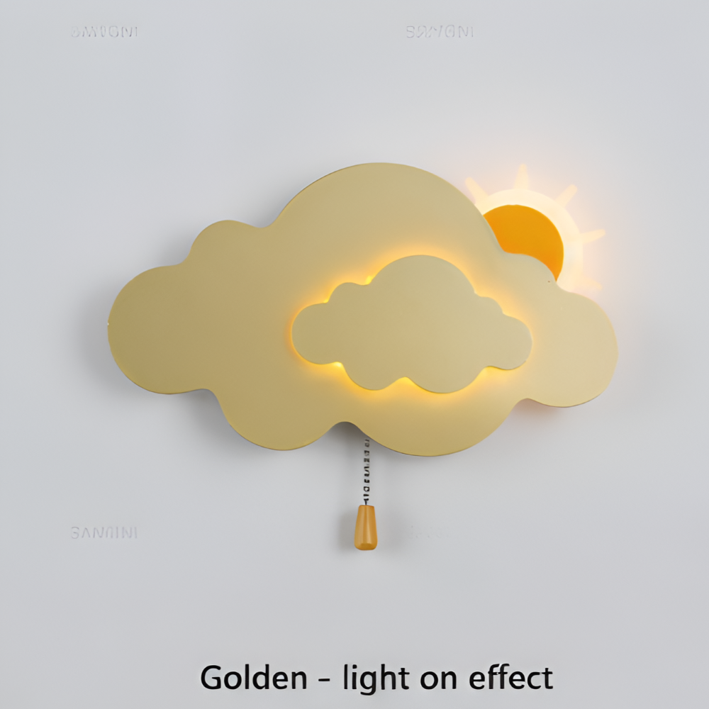 DreamyFloat Vägglampa - Livliga moln och sol LED vägglampa - Barnrumsbelysning