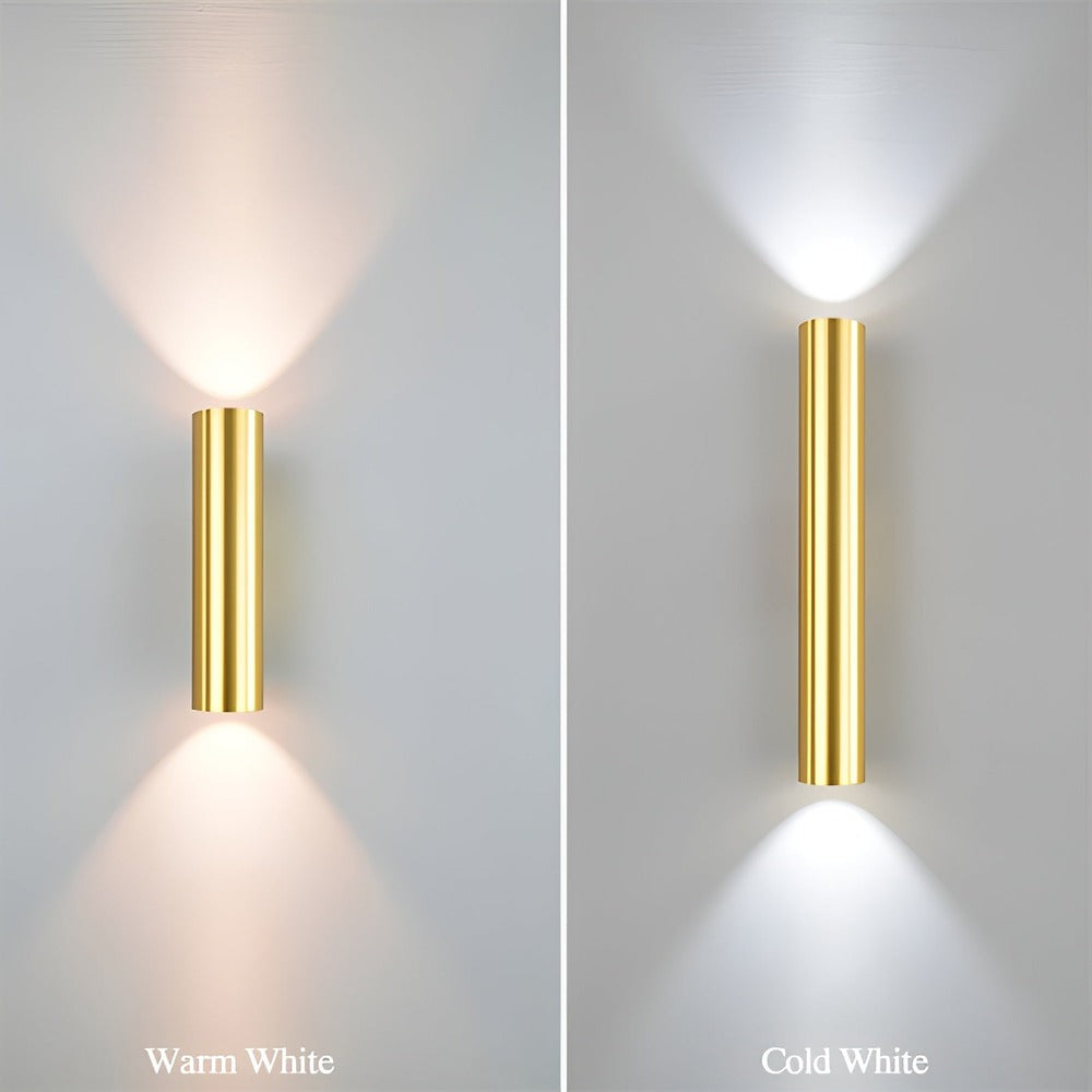 Dubbelt Huvud Vägglampa - Gold Sconce - Cylinder Vägglampa