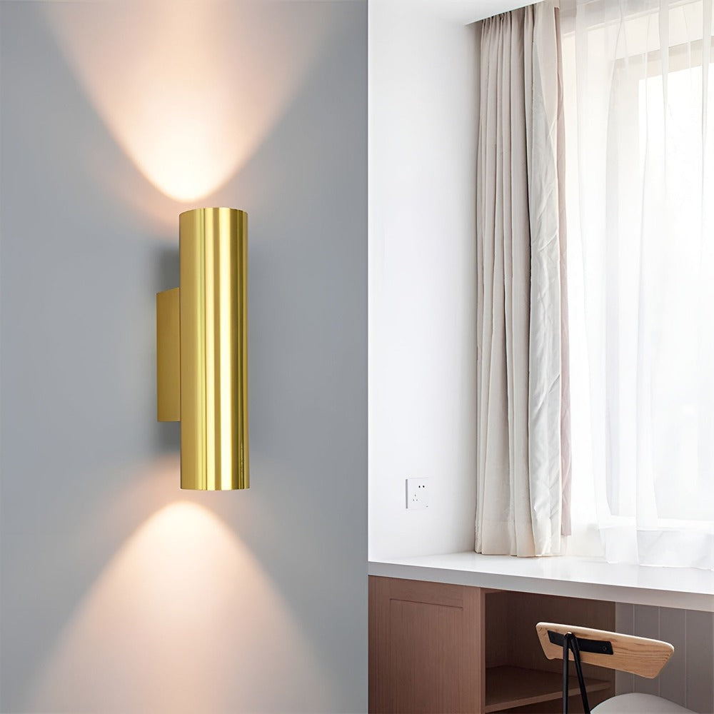 Dubbelt Huvud Vägglampa - Gold Sconce - Cylinder Vägglampa