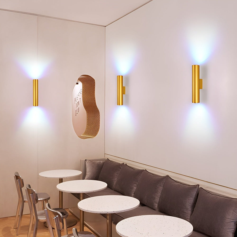 Dubbelt Huvud Vägglampa - Gold Sconce - Cylinder Vägglampa