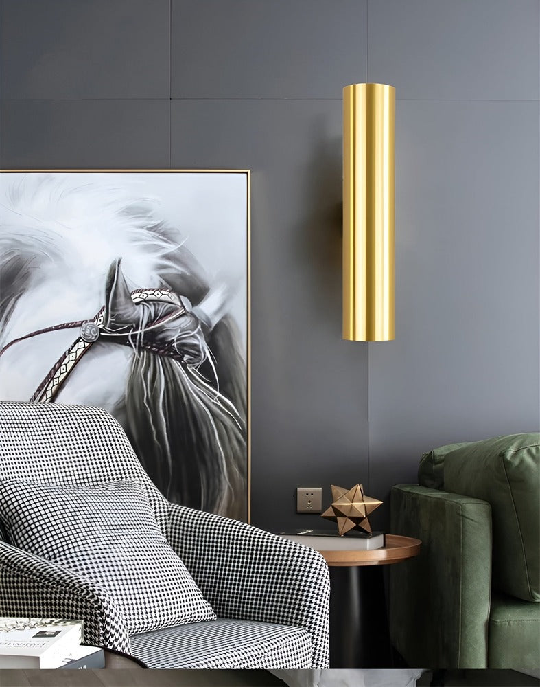 Dubbelt Huvud Vägglampa - Gold Sconce - Cylinder Vägglampa