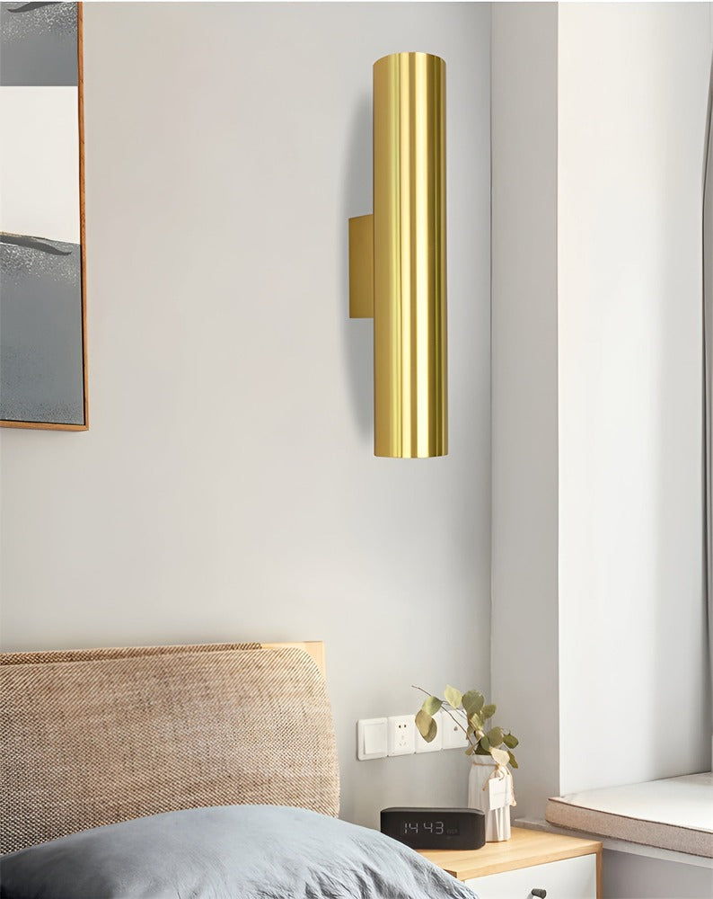 Dubbelt Huvud Vägglampa - Gold Sconce - Cylinder Vägglampa