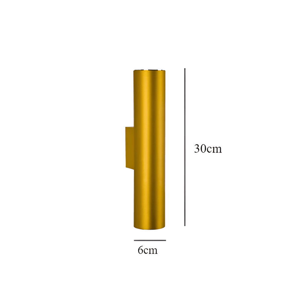 Dubbelt Huvud Vägglampa - Gold Sconce - Cylinder Vägglampa
