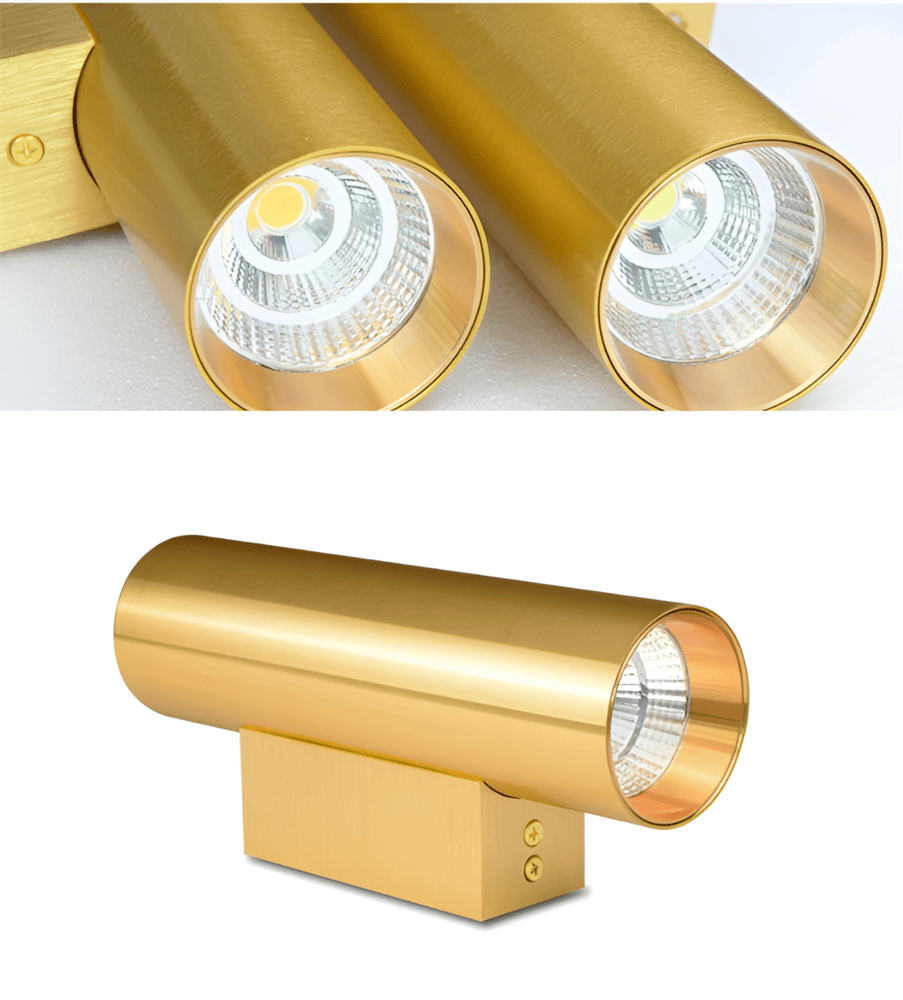 Dubbelt Huvud Vägglampa - Gold Sconce - Cylinder Vägglampa