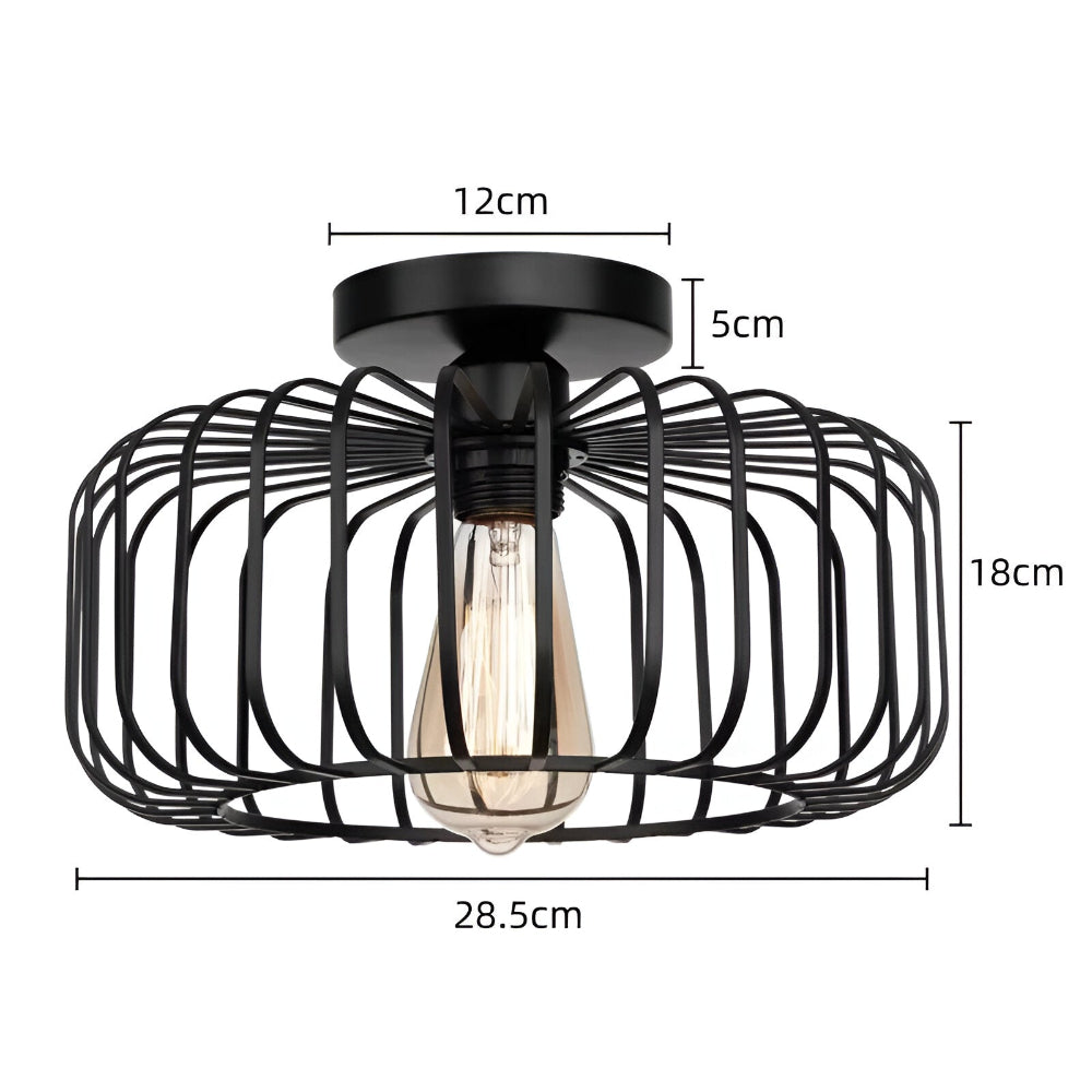 E27 Fågelbur Taklampa - Svart Bur Ljus - Taklampa Påbyggnad