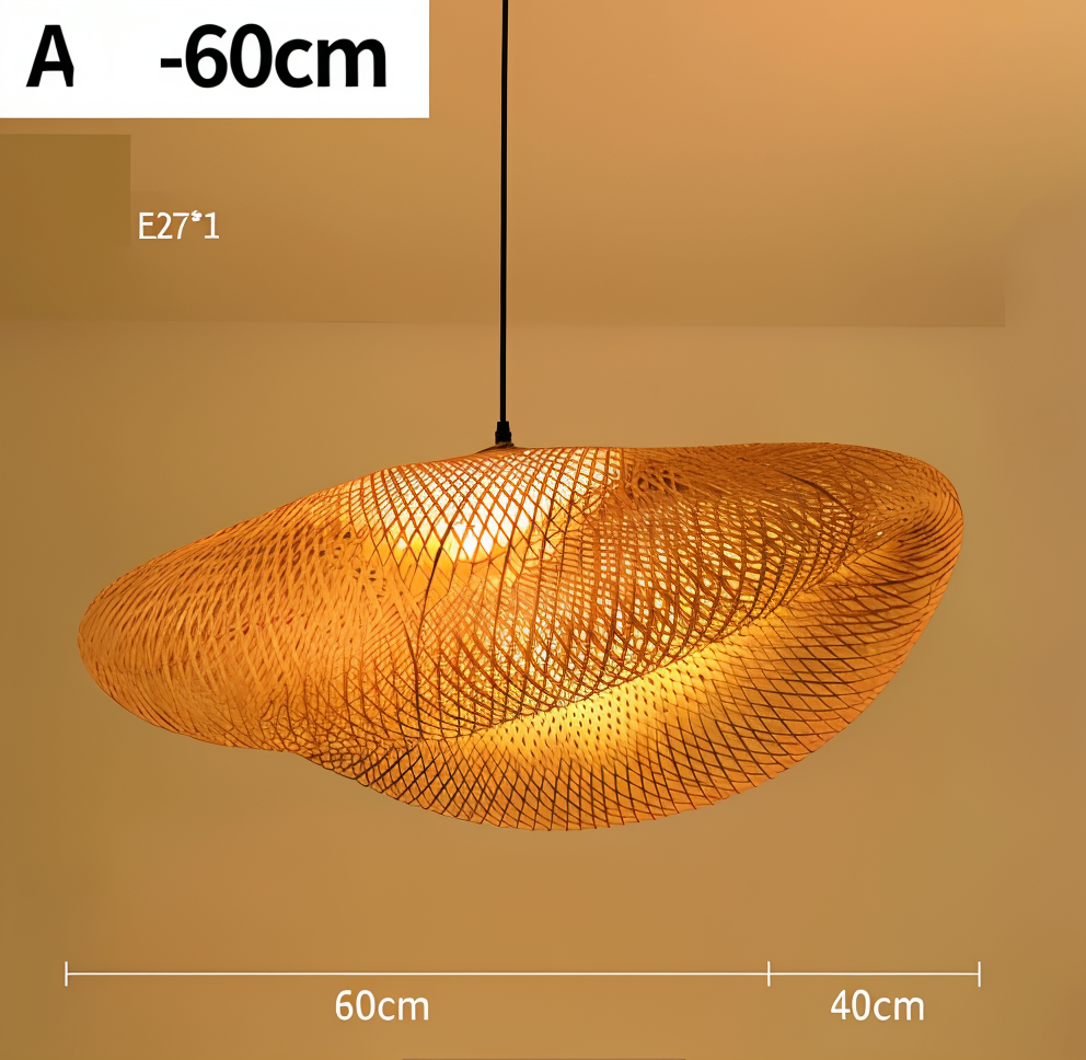 EcoLush Taklampa - Handgjord Rattan Hänglampa - Rustik Boho Lampa
