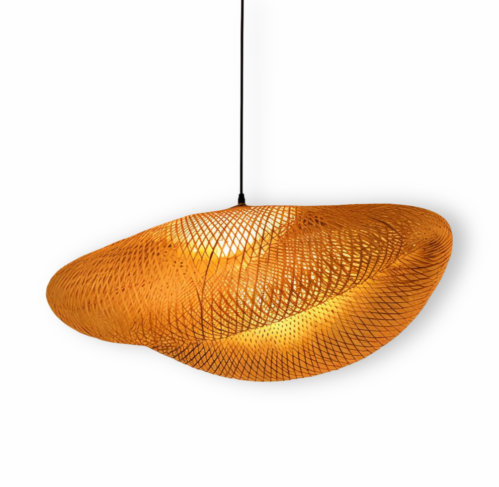 EcoLush Taklampa - Handgjord Rattan Hänglampa - Rustik Boho Lampa