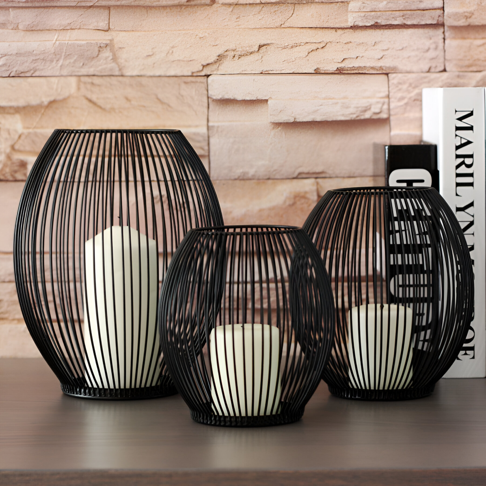 Elegant Svart Metalllykta - Ljusställ för Inredning