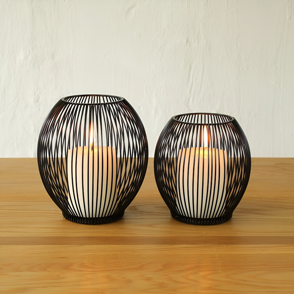 Elegant Svart Metalllykta - Ljusställ för Inredning