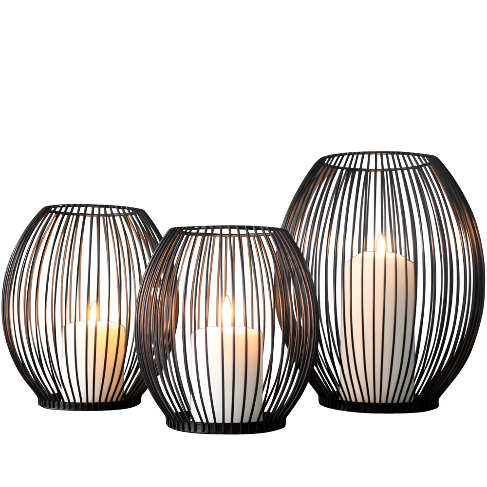 Elegant Svart Metalllykta - Ljusställ för Inredning