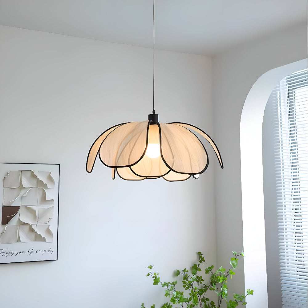 Elegant Svart och Naturlig Wicker Pendellampa med Wabi Sabi Design för Unik Inredning