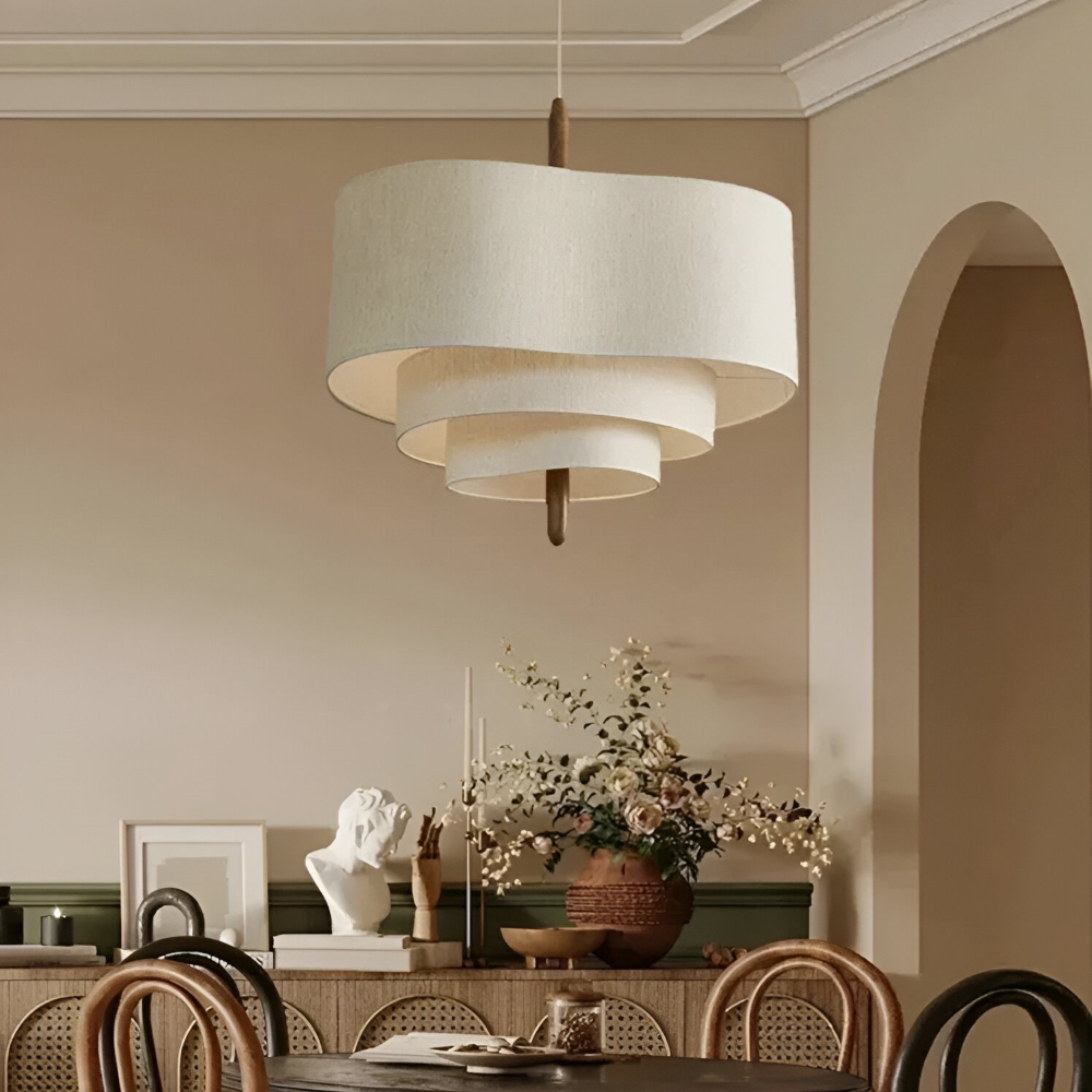 Pendellampa med Tygskärm – Modern Taklampa i Beige