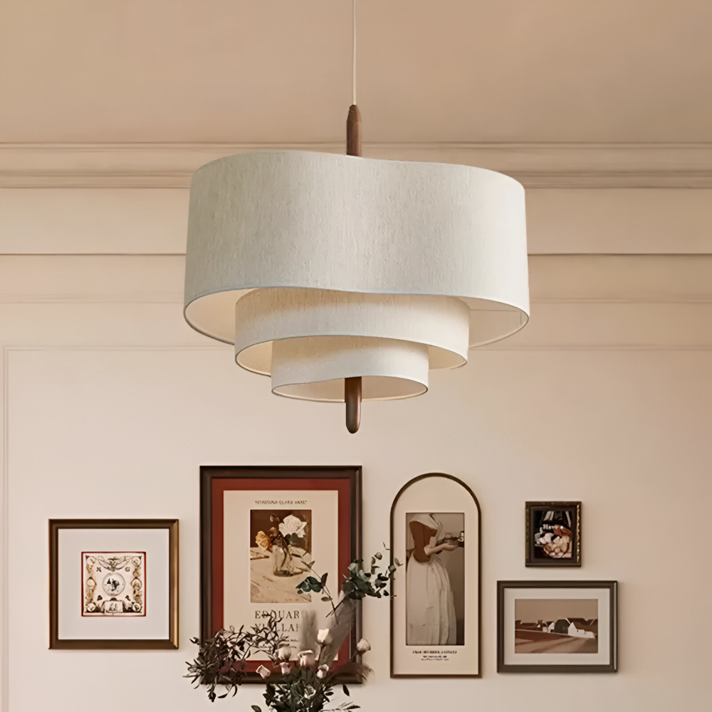 Pendellampa med Tygskärm – Modern Taklampa i Beige