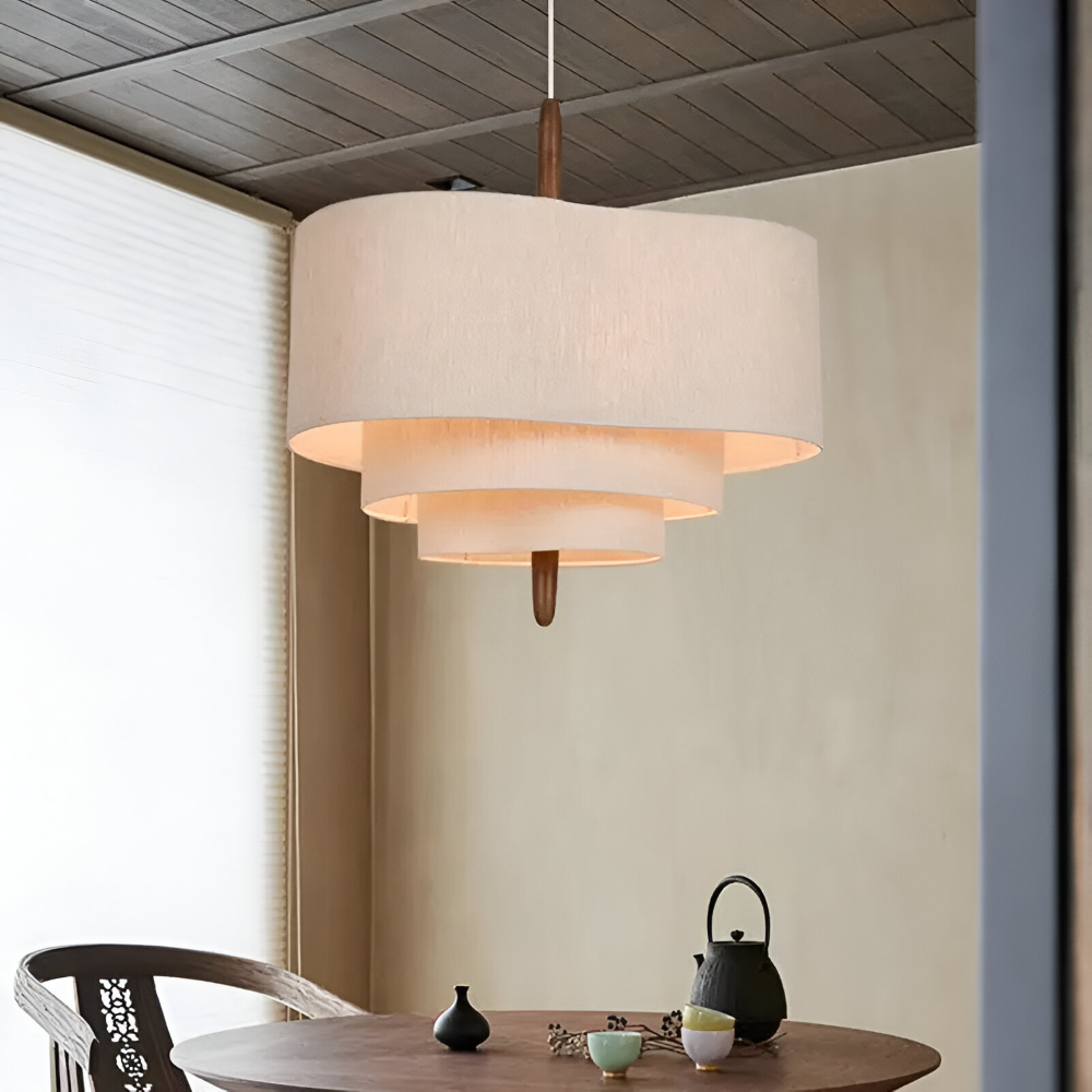 Pendellampa med Tygskärm – Modern Taklampa i Beige