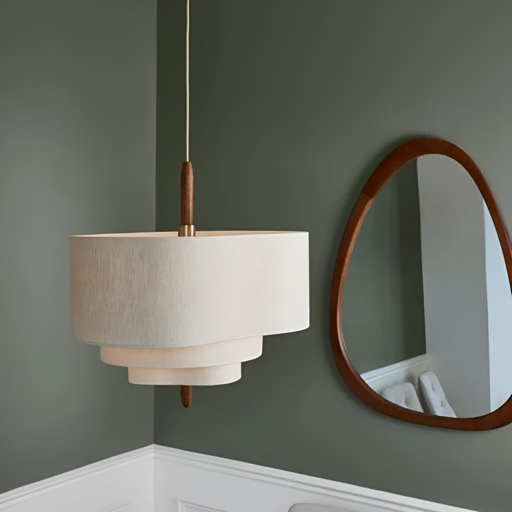Pendellampa med Tygskärm – Modern Taklampa i Beige
