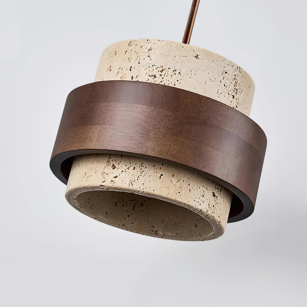 Elegant Travertin Sten Pendellampa – Cylindrisk Hänglampa i Japansk Stil