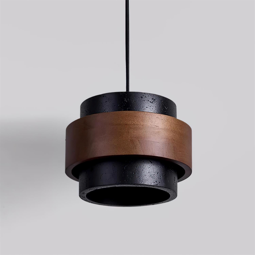 Elegant Travertin Sten Pendellampa – Cylindrisk Hänglampa i Japansk Stil