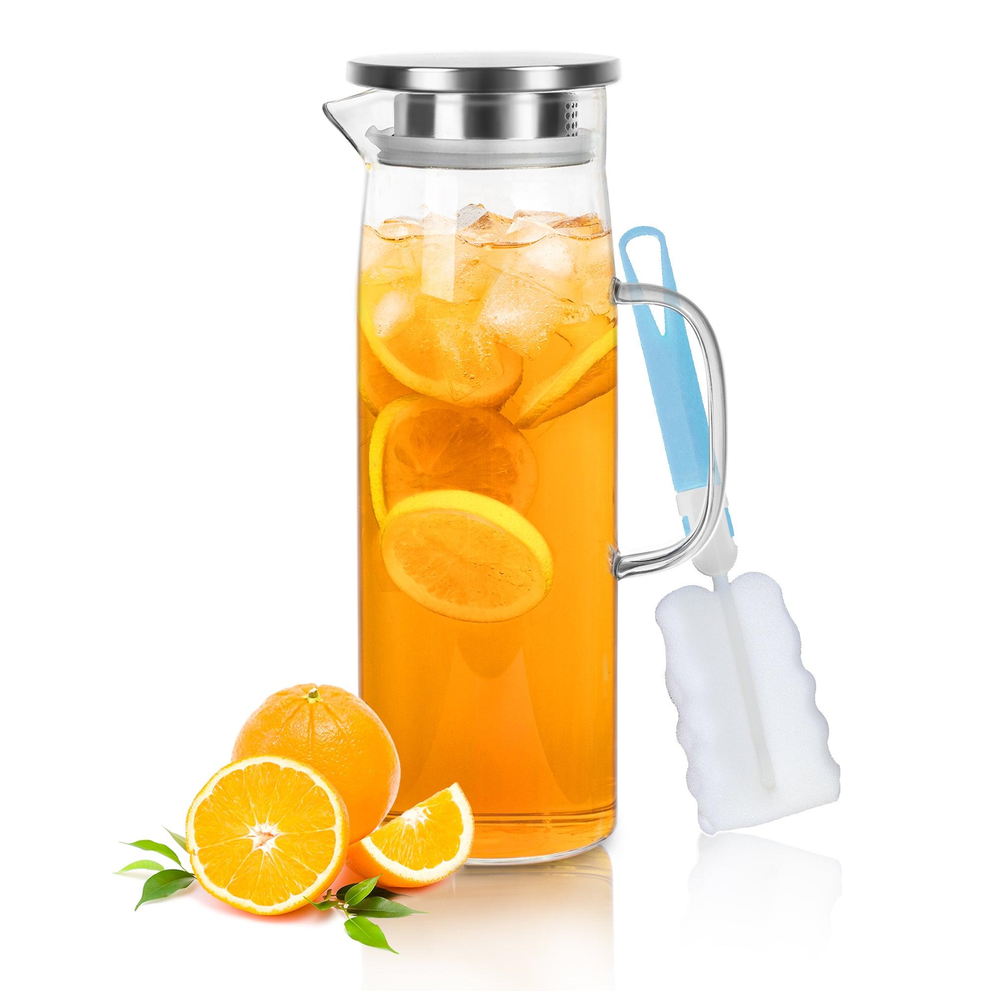 Elegant Cylindrisk Glaskanna - Värmebeständigt Borosilikatglas för Drycker, 1500 ml 0