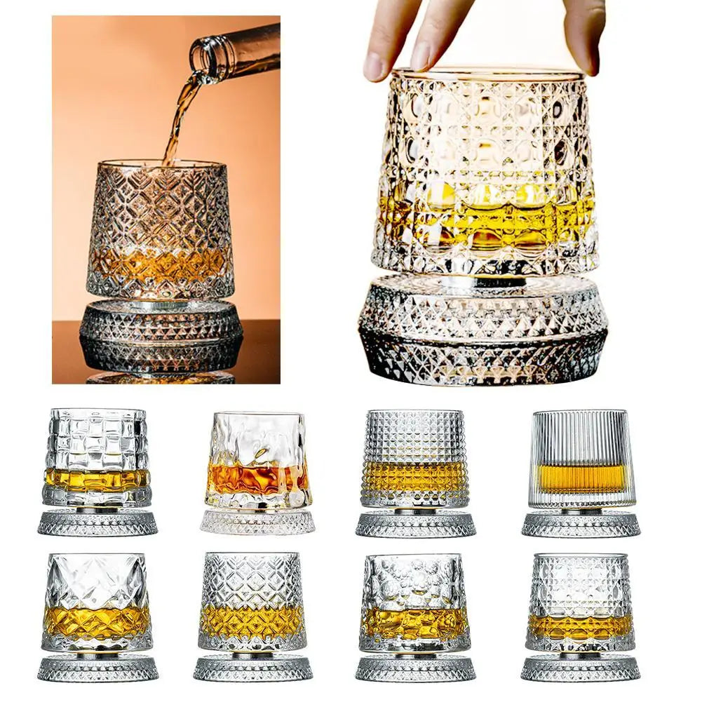 Elegant roterande whiskyglasset - 2 kristallglas för snygga cocktailpartyn 1