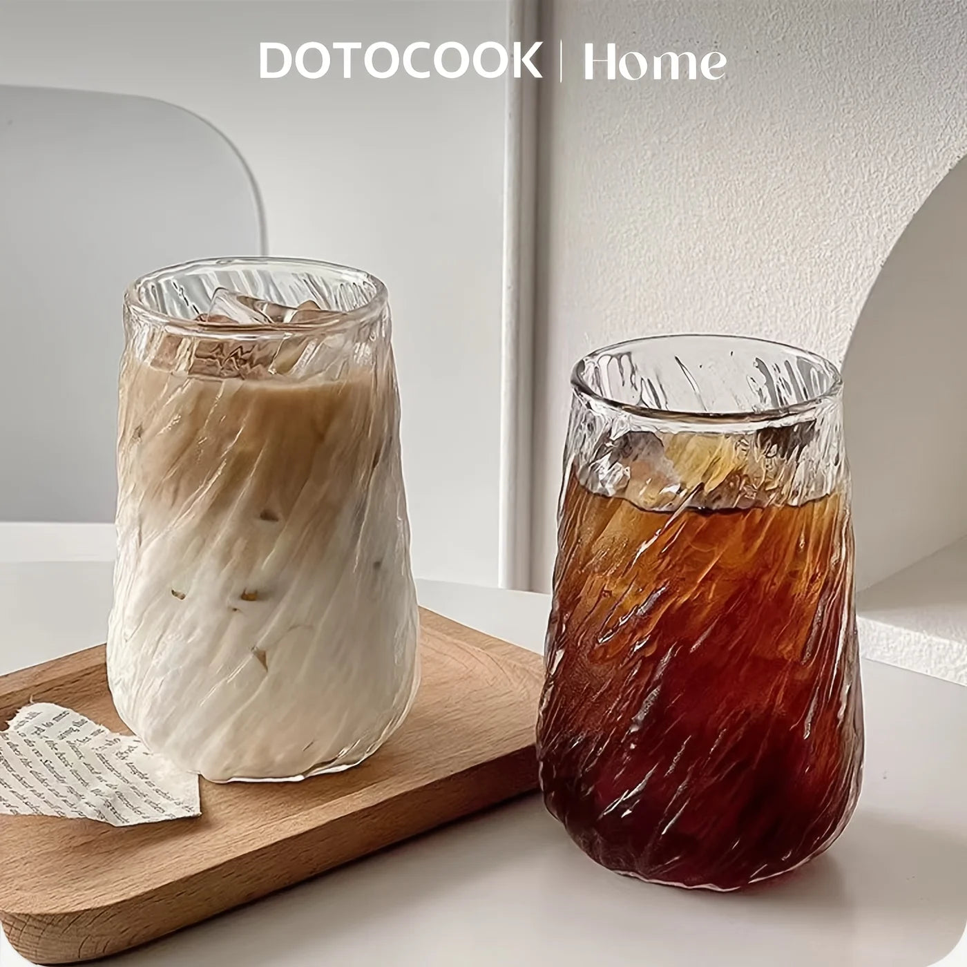Elegant transparent glasmugg - 400 ml randig design för kaffe och te 6