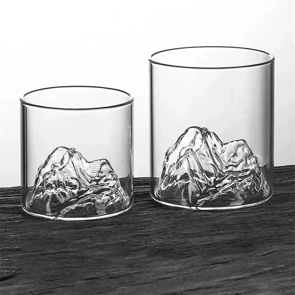 Elegant whiskyglas med 3D-bergsdesign - set om 2 - Högkvalitativt dricksglas för finsmakare 5