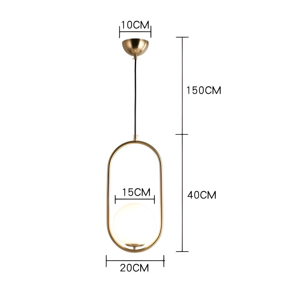 EllipsRing Pendellampa - Modern Guld Ellips Ring Glaskula LED Hänglampa