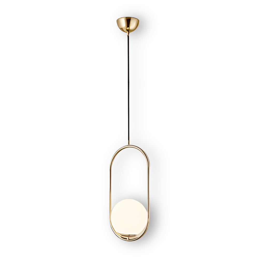 EllipsRing Pendellampa - Modern Guld Ellips Ring Glaskula LED Hänglampa