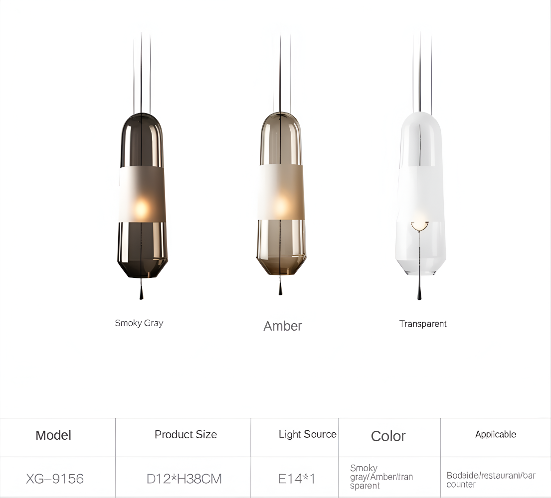 ElonGlass Pendellampa - E14 Sockel, Vintage Hänglampa med Öppet Design