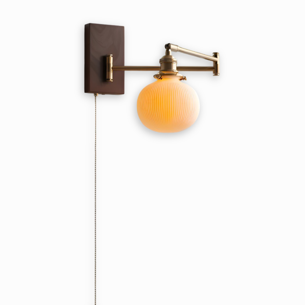 EzyGlow Vägglampa - Stilig Keramisk Ribbad Vägglampa - Justerbara LED Vägglampor med Dragkedjeomkopplare