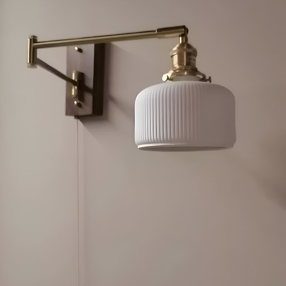 EzyGlow Vägglampa - Stilig Keramisk Ribbad Vägglampa - Justerbara LED Vägglampor med Dragkedjeomkopplare