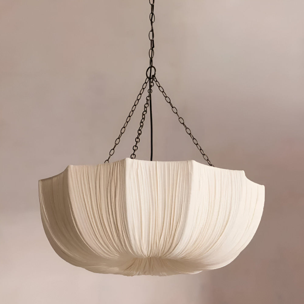 Stoff Wabi-Sabi Stil Pendellampa - Rustik Vågformad Skålformad Hänglampa