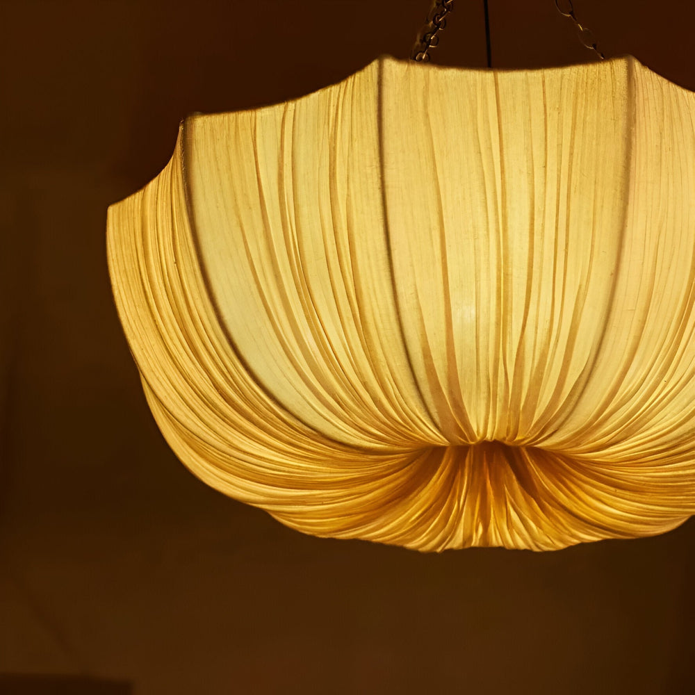 Stoff Wabi-Sabi Stil Pendellampa - Rustik Vågformad Skålformad Hänglampa