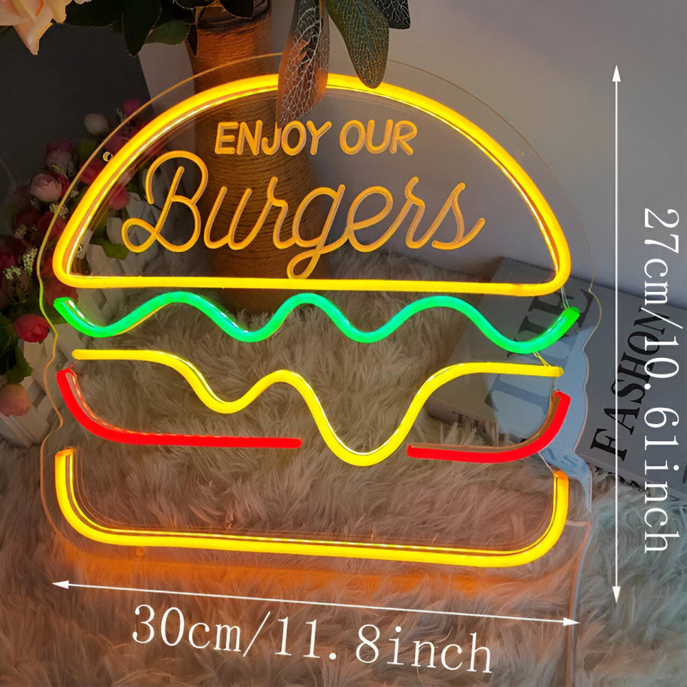 Fastfood Neon Skylt - Färgglad Fast Food Skylt