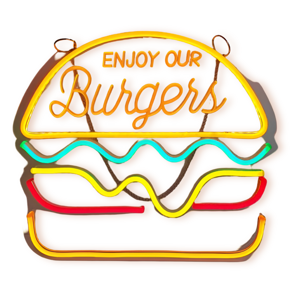 Fastfood Neon Skylt - Färgglad Fast Food Skylt