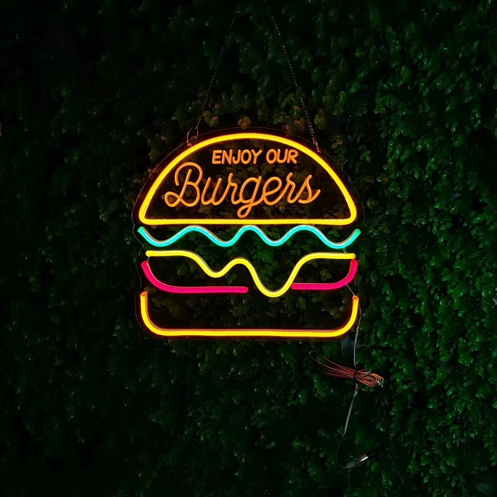 Fastfood Neon Skylt - Färgglad Fast Food Skylt