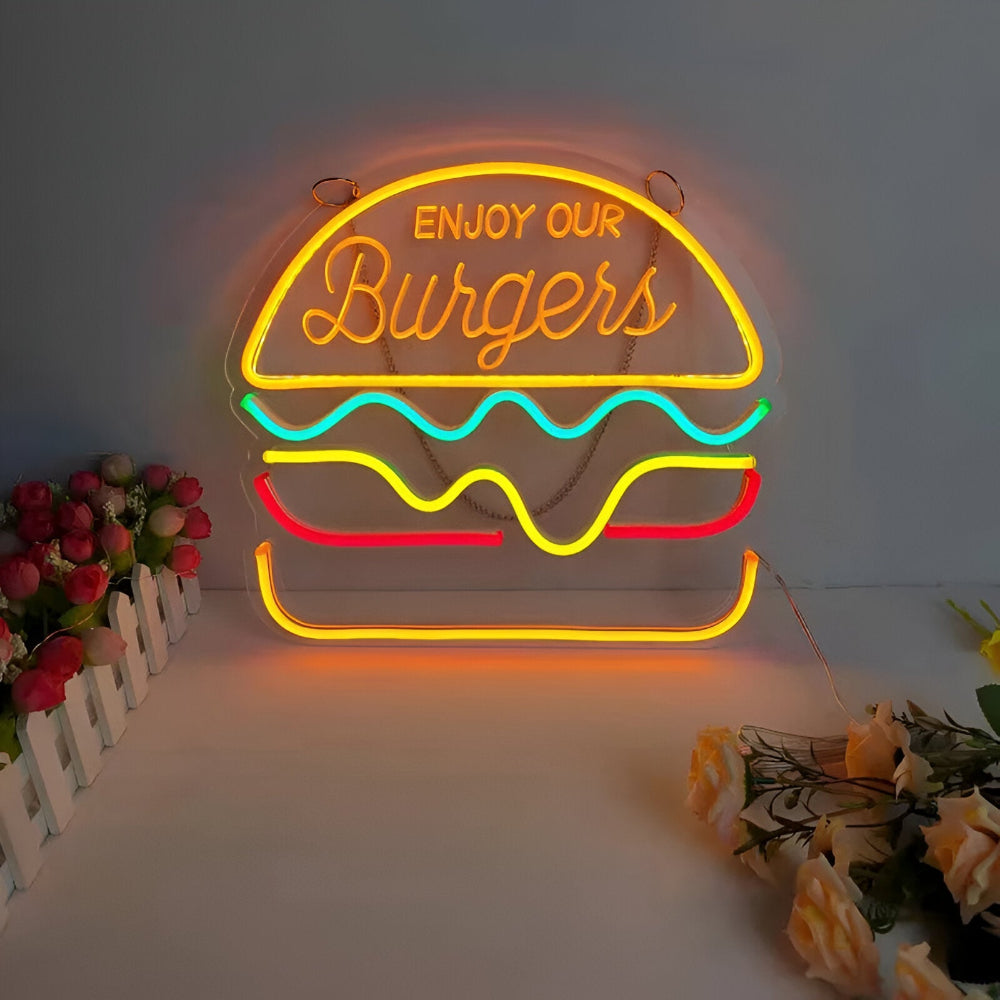 Fastfood Neon Skylt - Färgglad Fast Food Skylt
