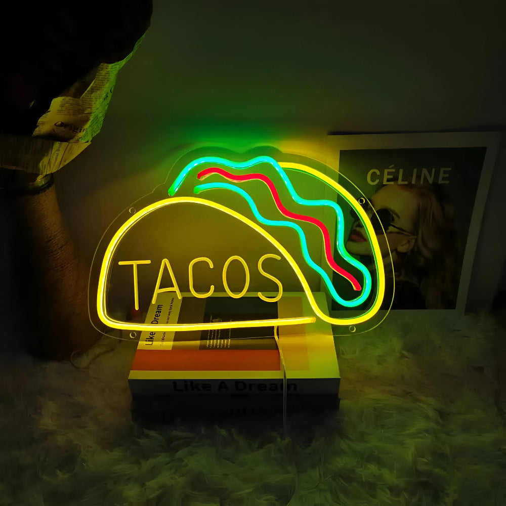 Fastfood Neon Skylt - Färgglad Fast Food Skylt
