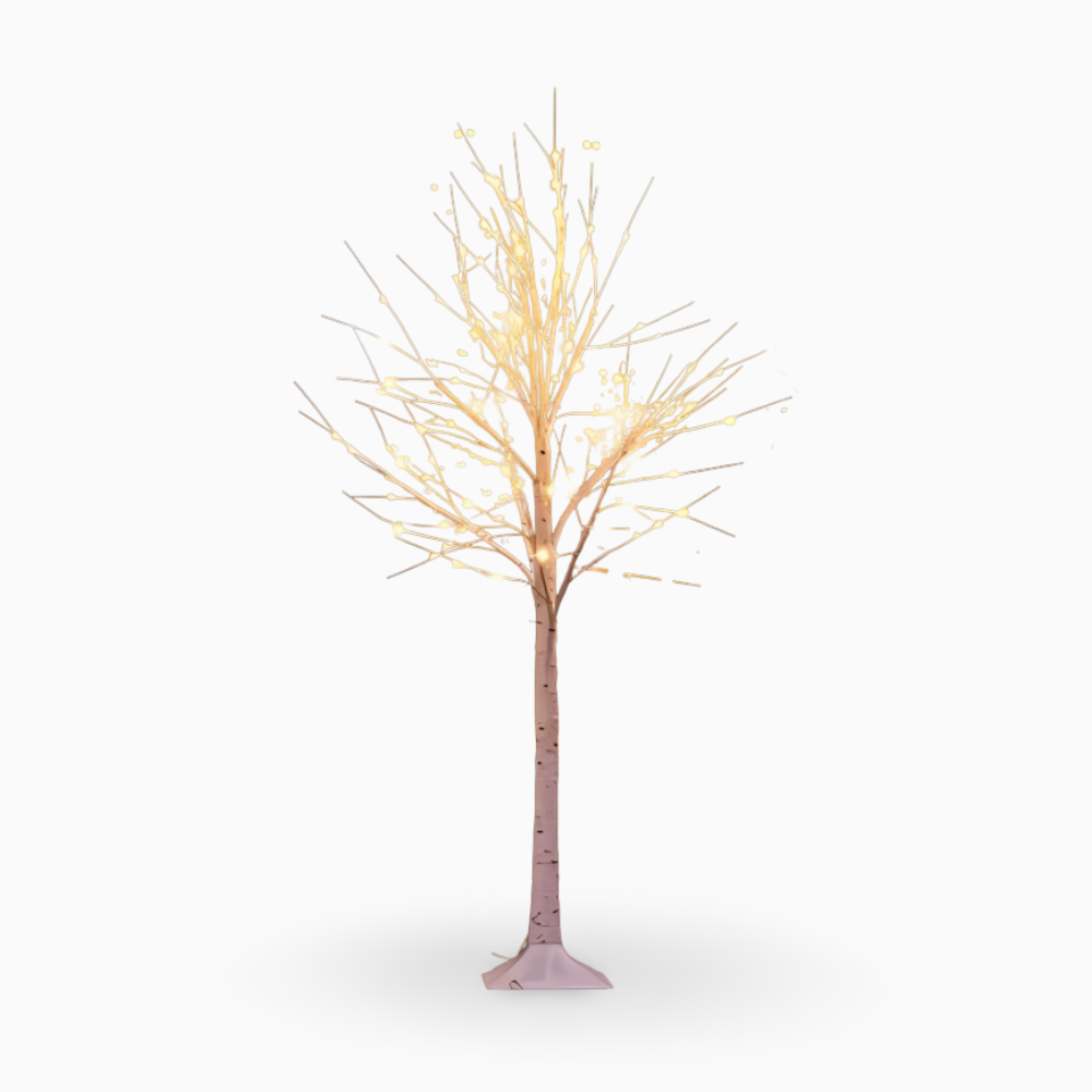 Faux Julgran - 132 LED Belyst Björkträd - USB Drivna Golvlampa