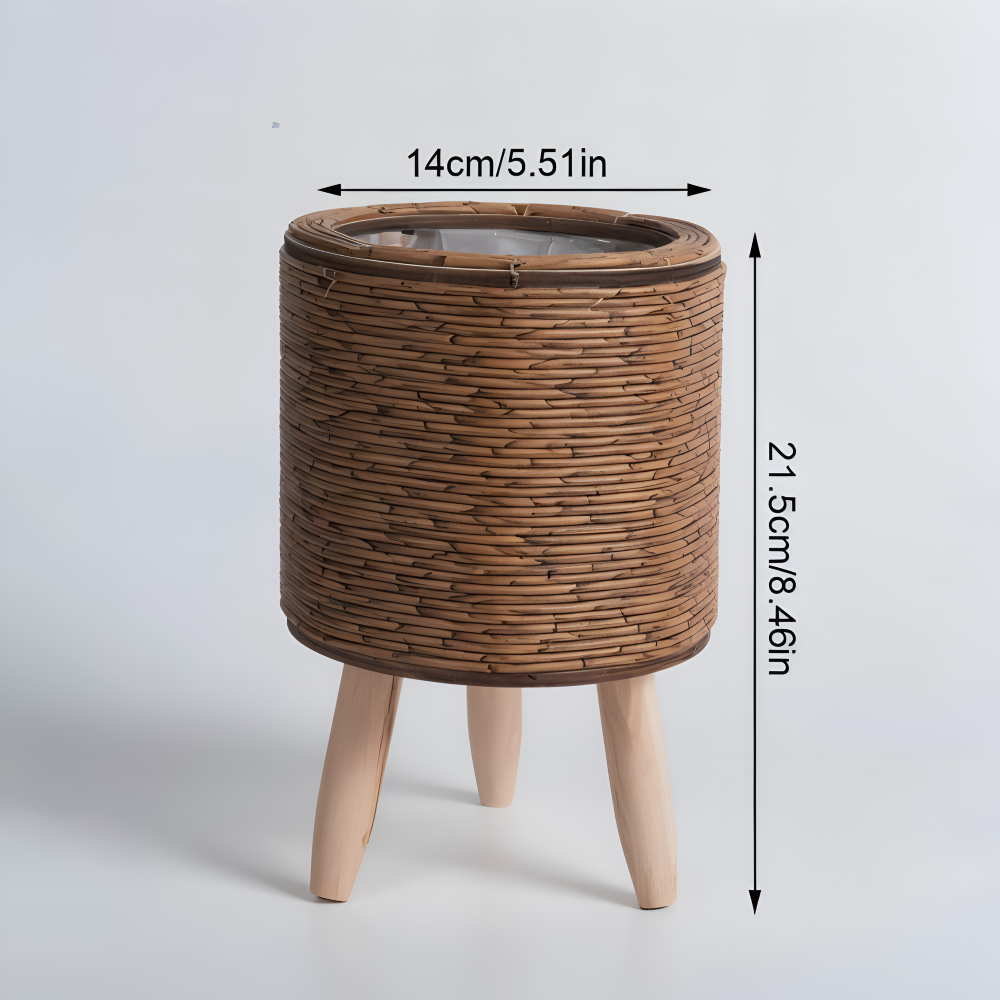 FauxWicker Kruka - Artisan Rustik Rattan Pflanzkübel - Dekorativ Blomkorg