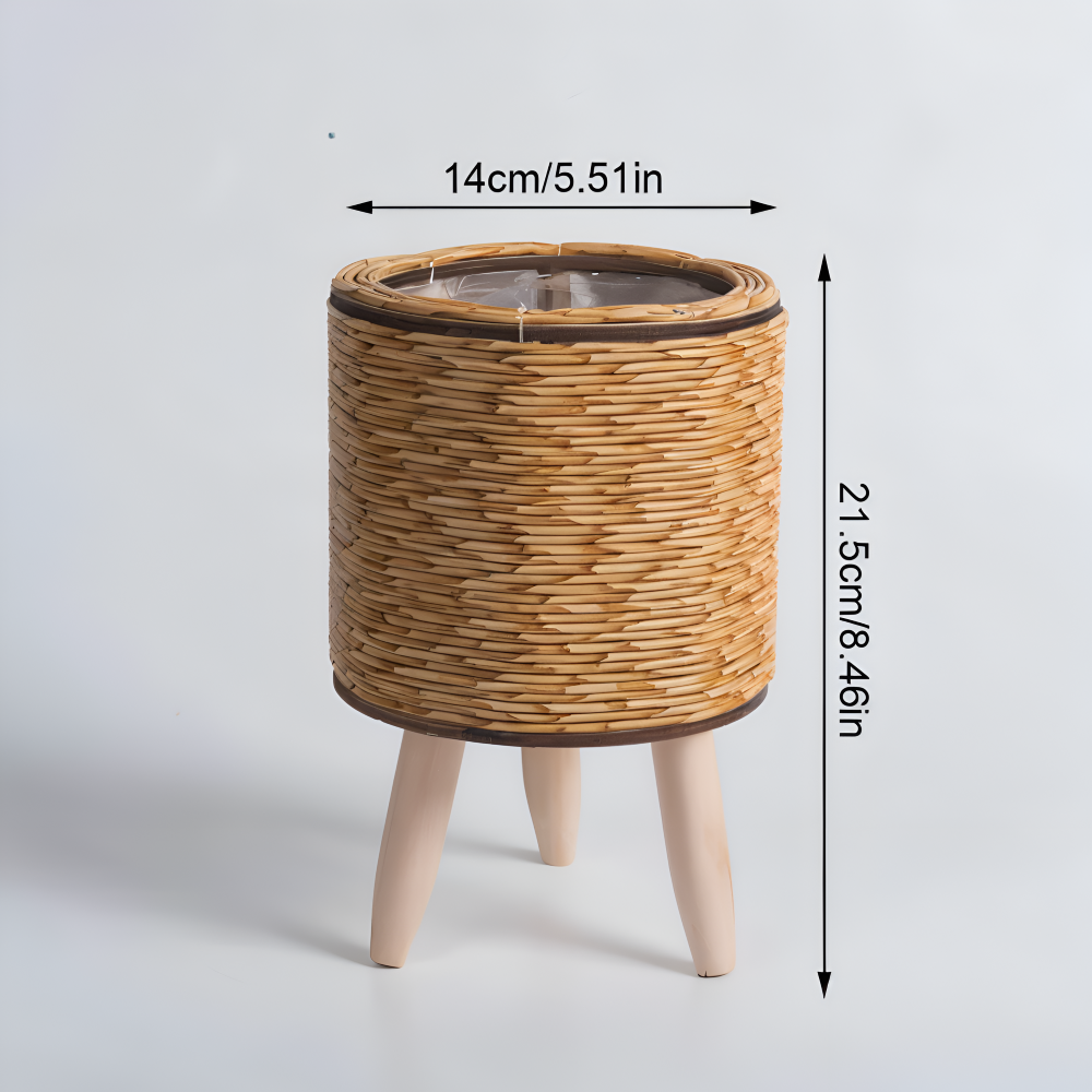 FauxWicker Kruka - Artisan Rustik Rattan Pflanzkübel - Dekorativ Blomkorg