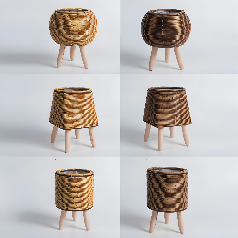 FauxWicker Kruka - Artisan Rustik Rattan Pflanzkübel - Dekorativ Blomkorg