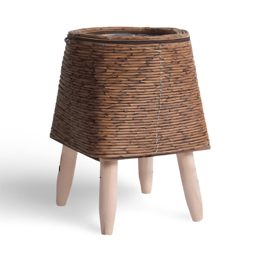 FauxWicker Kruka - Artisan Rustik Rattan Pflanzkübel - Dekorativ Blomkorg