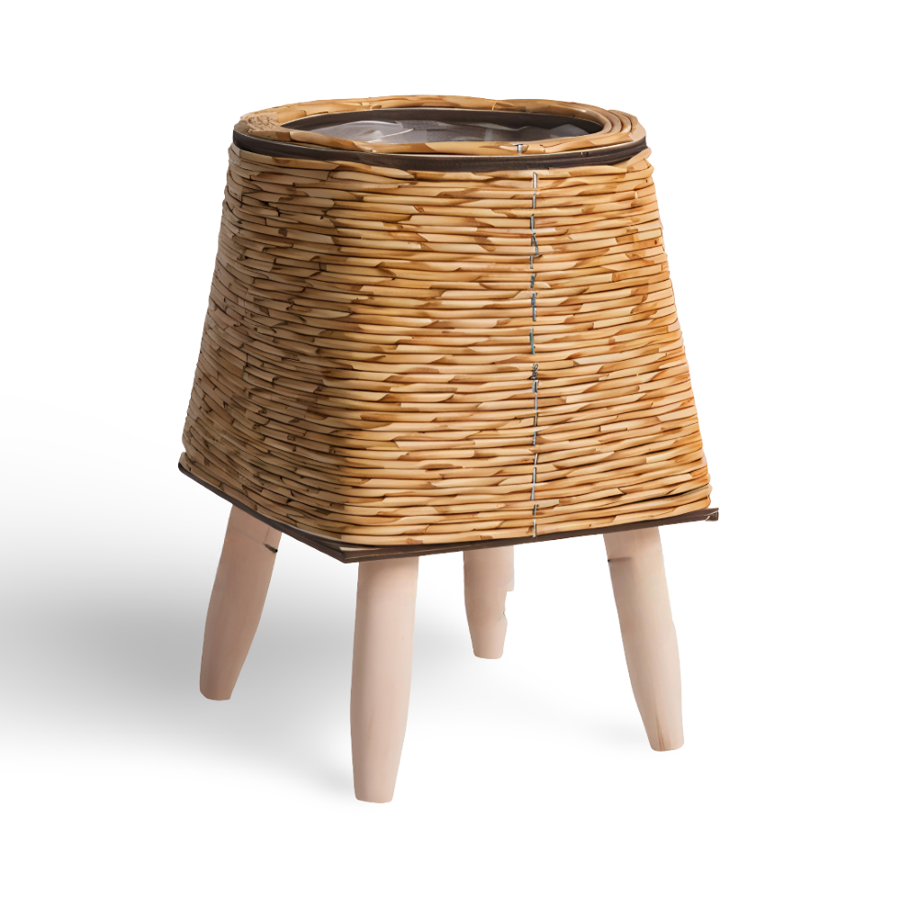 FauxWicker Kruka - Artisan Rustik Rattan Pflanzkübel - Dekorativ Blomkorg
