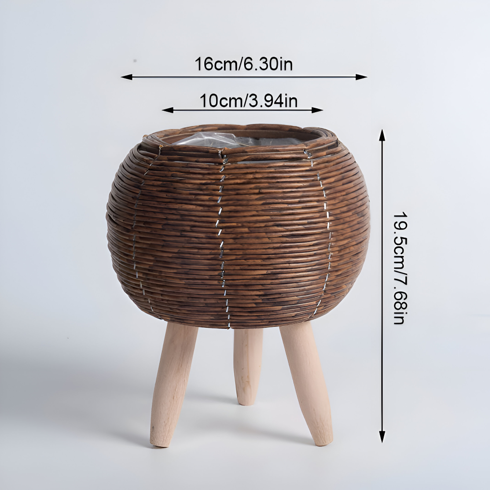 FauxWicker Kruka - Artisan Rustik Rattan Pflanzkübel - Dekorativ Blomkorg