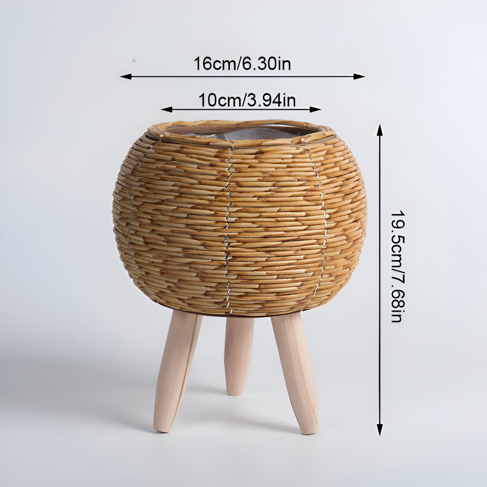 FauxWicker Kruka - Artisan Rustik Rattan Pflanzkübel - Dekorativ Blomkorg