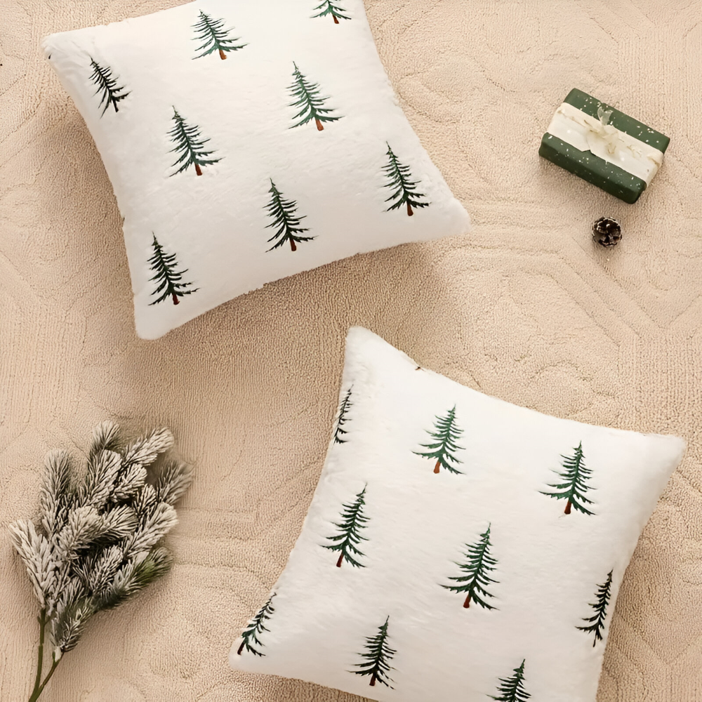 Festliga Vita och Gröna Dekorativa Kuddöverdrag