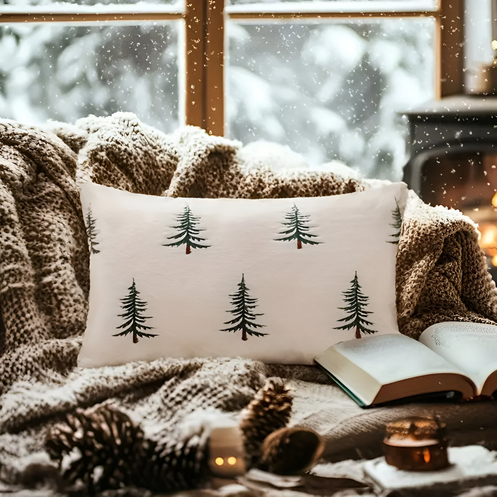 Festliga Vita och Gröna Dekorativa Kuddöverdrag